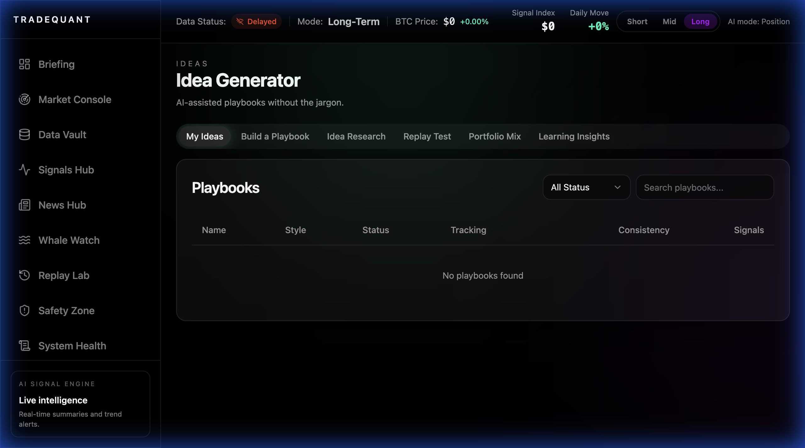 Strategy Lab interface showing strategy filters